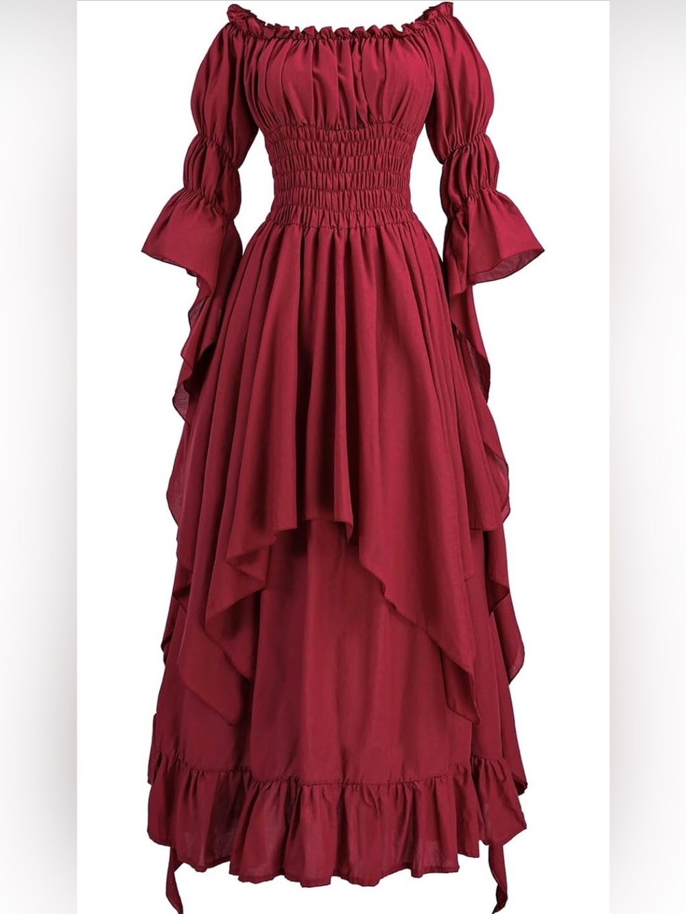 NWOT Burgundy Renaissance Dress Medieval Costume Victorian Peasant Gothic, L XL - Picture 1 of 10